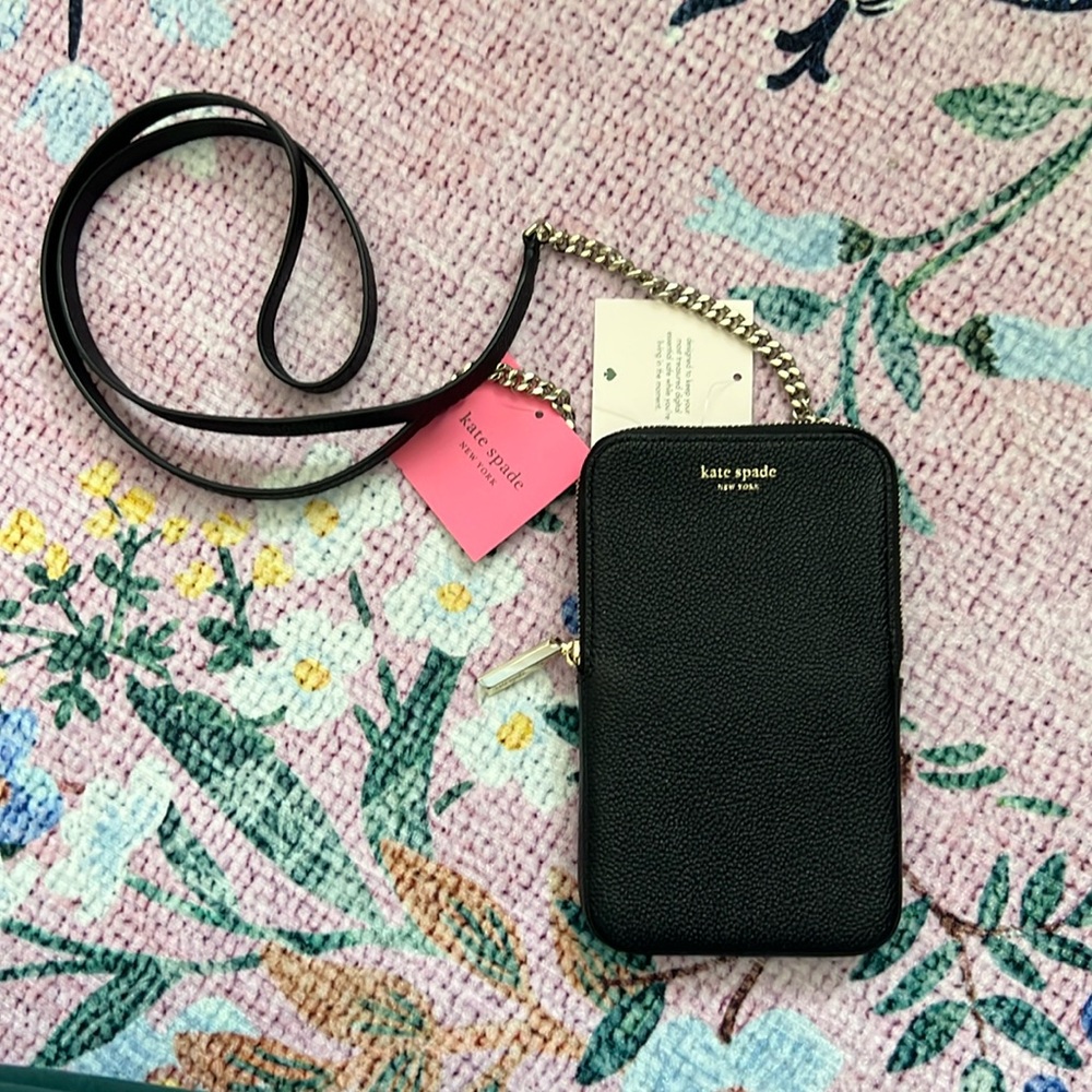 Kate Spade black pebble leather Margaux iPhone crossbody